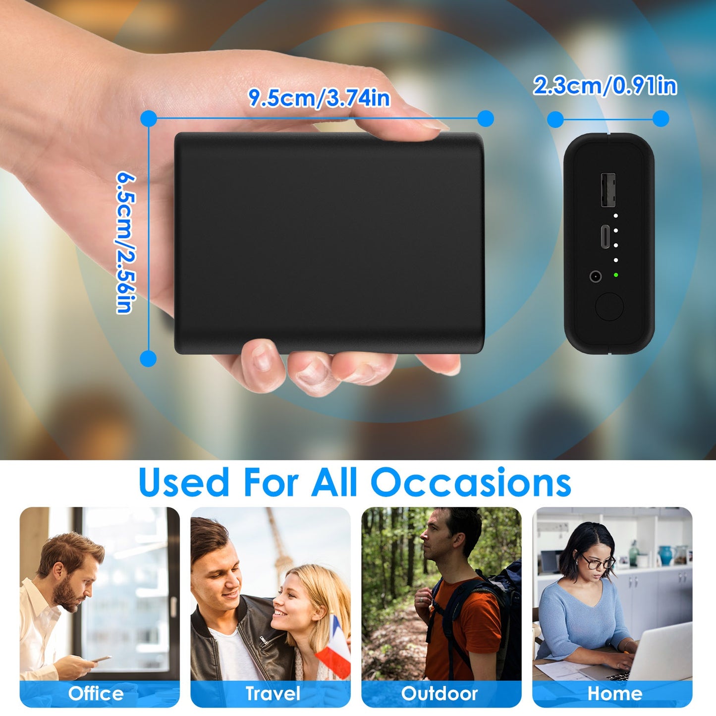 1Pc 10,000mAh OR 20,000mAh 5V 2A Power Bank For Heated Jackets Vests Pants Gloves Scarves DC 7.4V 2A Heated Clothing Replacement Battery Pack For Men Women